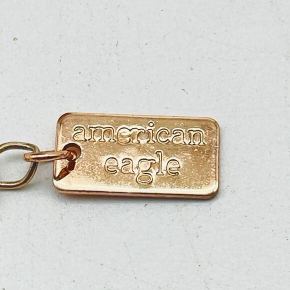 AMERICAN EAGLE Gold Tone Necklace Signed Chevron Link Chain Adjustable - Picture 3 of 7